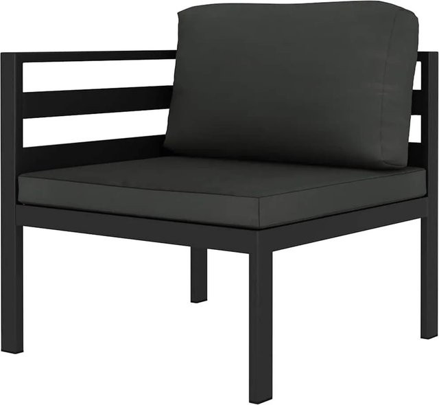 vidaXL Modular-Sofa-Eckteil mit Kissen aus Aluminium und Stoff in Anthrazit Matt - Bild 1