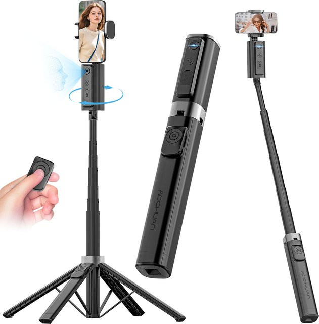 AOCHUAN Smart M3 Handheld-Selfie-Stick mit AI Tracking und 360 Grad Rotation in Schwarz - Bild 1