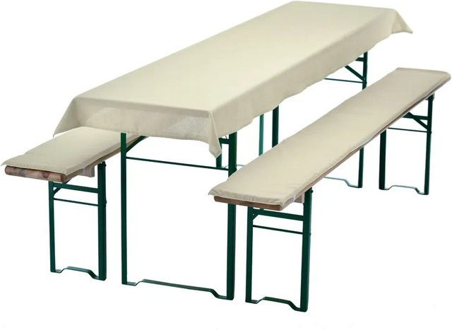 NYVI Bierbankauflagen Set NYVIGala 3-teilig in Ecru mit Tischdecke und Sitzpolstern, Breite: 240 cm, Tiefe: 90 cm - Bild 1