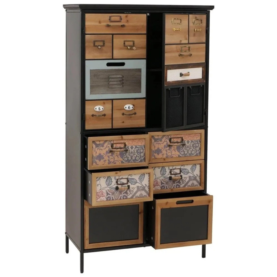 Apothekerkommode MCW-O80 Highboard im Vintage Shabby-Look, Farbe: Natur/Blau/Weiß, B/H/T: 136 x 73 x 35 cm - Bild 2