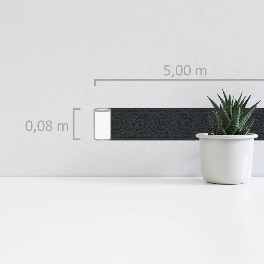 A.S. Création Selbstklebende Borte mit Wellenmuster in Schwarz-Metallic, Breite: 8 cm, Länge: 500 cm - Bild 3