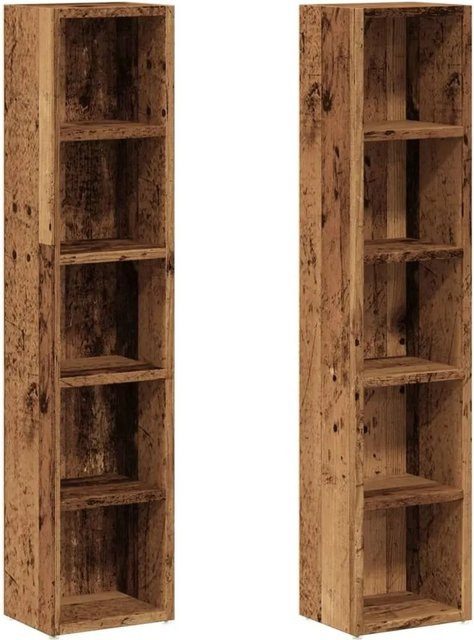 vidaXL CD-Regale 2er-Set in Altholz-Optik, braun, B/T/H: 21 x 16 x 93,5 cm - Bild 1