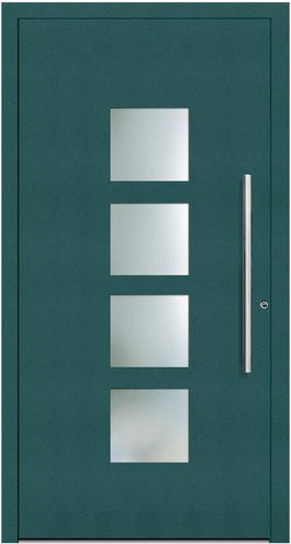 KNOCK Aluminium-Haustür Marte in Moosgrün mit Glaseinsatz und RC2-Schutz - Bild 1
