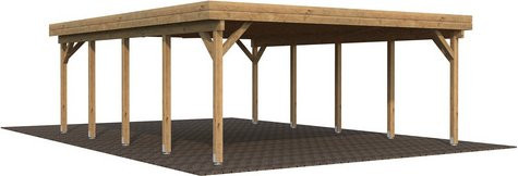 Palmako Doppelcarport Karl aus Fichtenholz in Braun mit Flachdach, B/T: 600 x 762 cm - Bild 3