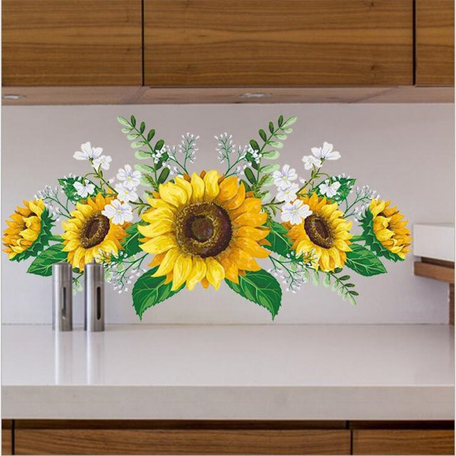HANDANWEIRAN Sonnenblumen Wandaufkleber wasserfest und abnehmbar für Kinderzimmer, Wohnzimmer oder Küche - Bild 1