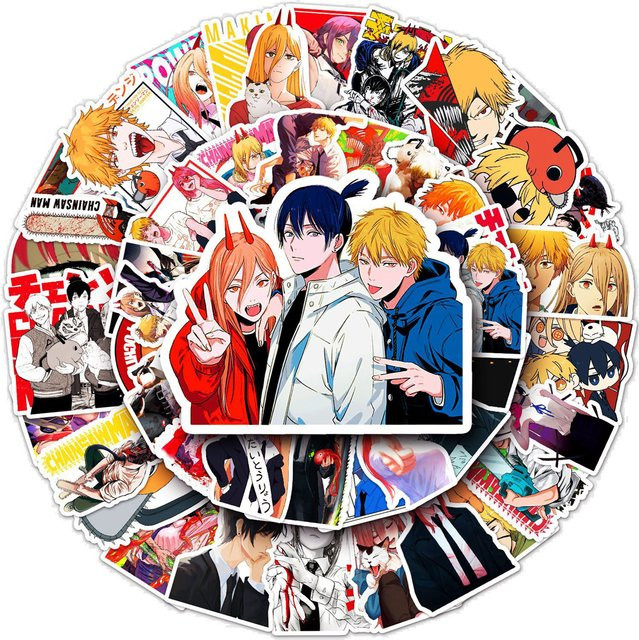 Bandai Chainsaw Man Cartoon Aufkleber, Bunt / Mehrfarbig, Set / Bundle - Bild 1