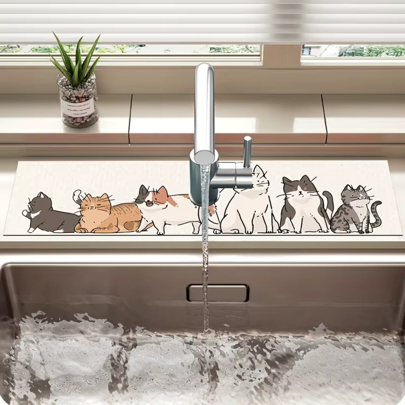 VIKAMA Abflussmatte mit Katzenmotiv für das Badezimmer, multicolour - Bild 2