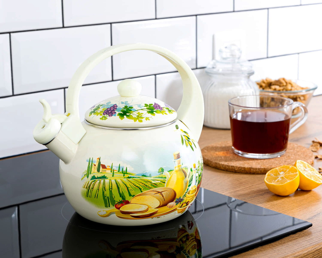 Zilner Emaille-Wasserkocher Bread Zl-4012-Br in Weiß, 2,2 l - Bild 2