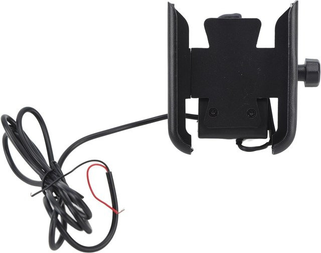 Igeteck Handyhalterung für Motorrad und Roller in Schwarz, 360 Grad drehbar, passend für 4 bis 6,5 Zoll Smartphones, mit DC12V Anschluss für ATV und Dreiräder - Bild 1