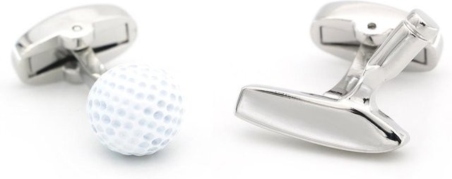 Binchi Outdoor Product Manschettenknöpfe Herren, Messing, Weiß, Golfball Design - Bild 1