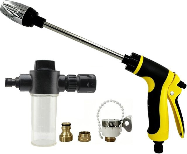 FLOWERS SPRAL Hochdruck-Sprinkler Wasserpistole mit Schaumlanze für Autoreinigung und Gartenbewässerung in Gelb - Bild 1