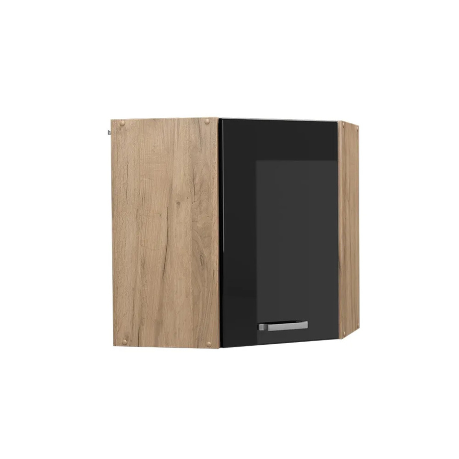 Vicco R-Line Eckhängeschrank Küchenschrank in Schwarz und Eiche mit Goldakzenten, modern, Breite: 57 cm, Höhe: 60 cm, Tiefe: 34,1 cm - Bild 3