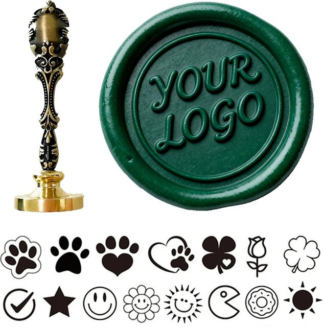 Personalisierter Wachssiegelstempel mit individuellem Logo-Design, Herz- oder Fußabdruck-Motiv aus Metall für DIY-Dekoration und Einladungskarten - Bild 1