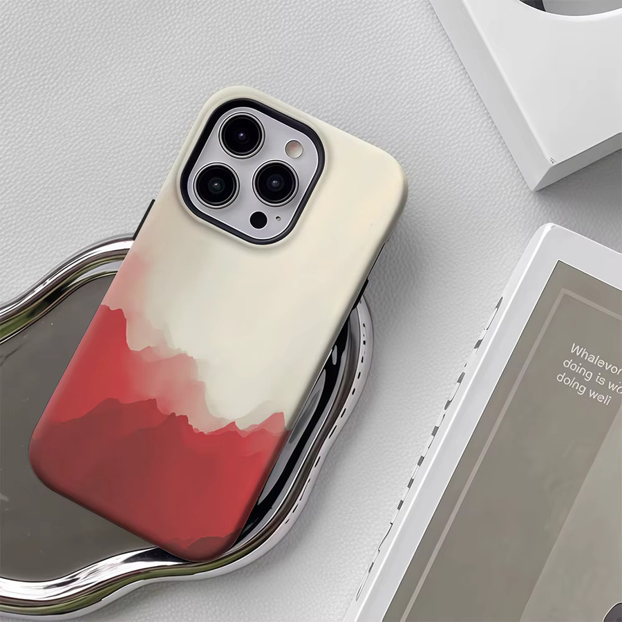 Potdemiel Handyhülle Misty Mountain Blush für iPhone 17 16 15 14 13 12 Pro Max Plus mit doppelschichtiger Rückseite in Pink Multicolour - Bild 5