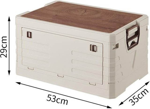 Binchi Outdoor Camping Box mit Holzdeckel in Beige als faltbare Tragetasche und Lagerbox - Bild 1