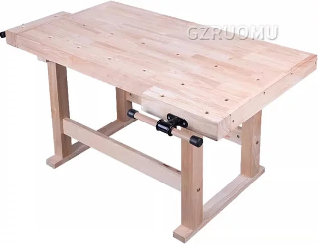GZRUOMU Multifunktionale Werkbank aus Buche Massivholz mit Klemme in Braun - Bild 1