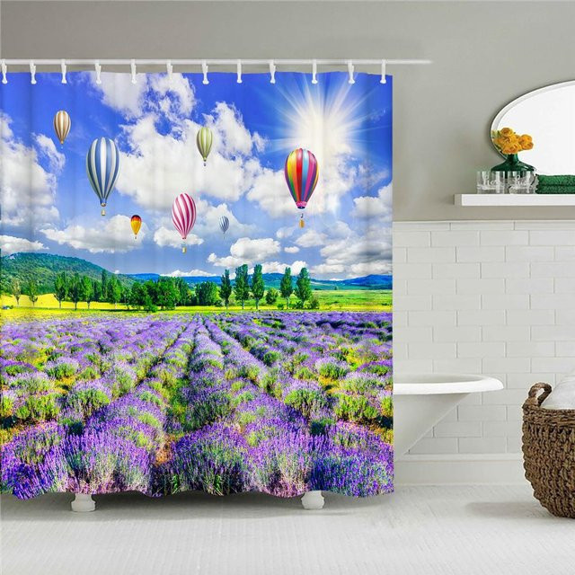 Waschbarer Duschvorhang Naturlandschaft von Baifenbai Home Furnishing, wasserdichter Polyester mit 3D-Druck, Mehrfarbig, B: 90 cm, H: 180 cm - Bild 1
