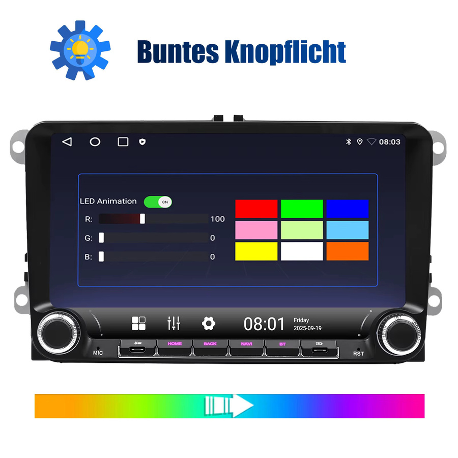 ESSGOO Android 15 Autoradio mit 9 Zoll Display, 4+64GB Speicher, GPS, Bluetooth, WiFi und Wireless CarPlay in Schwarz für VW Golf 5 6, Touran, Caddy, Jetta, Passat und Polo - Bild 3