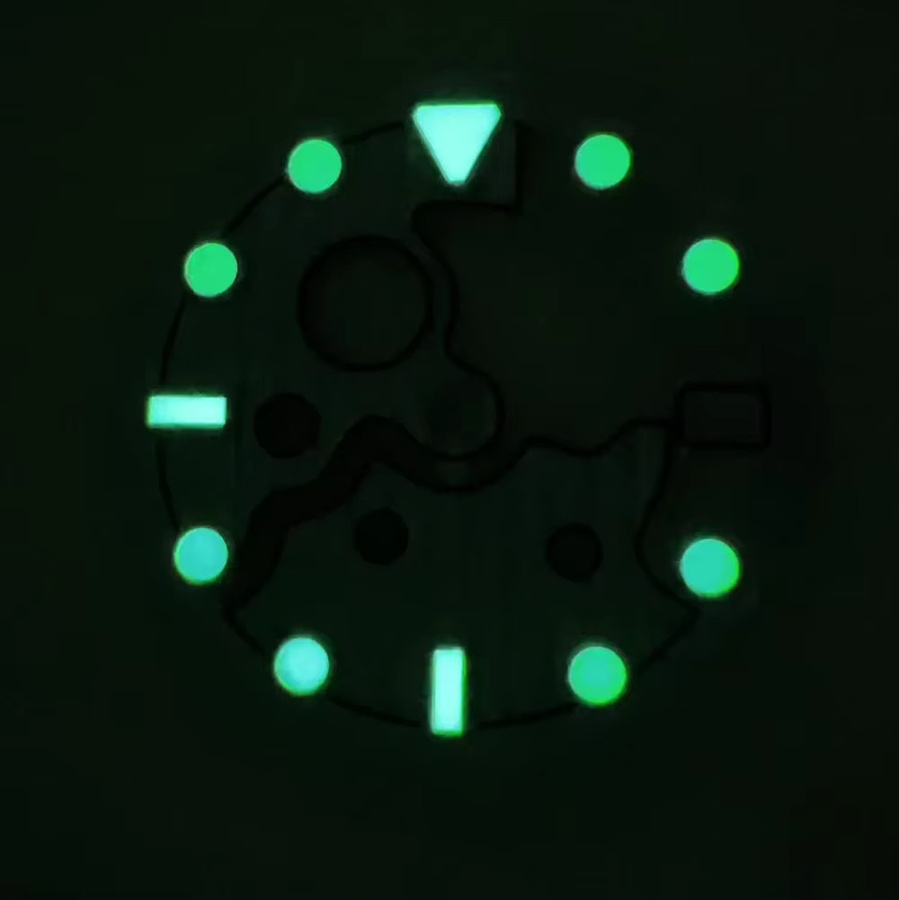 KERLA Uhrenzifferblatt, Skelett, 28,5 mm, NH35/NH36 Automatikwerk, grünes Lume - Bild 3