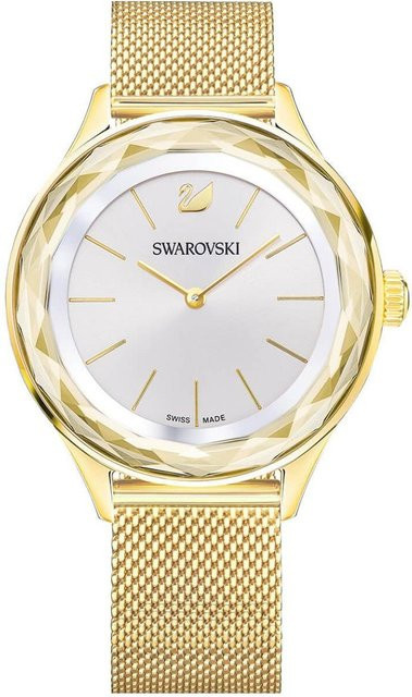 Swarovski Damenuhr, Edelstahl, Gold, Quarz, 36 mm, Kristallbesetzt - Bild 1