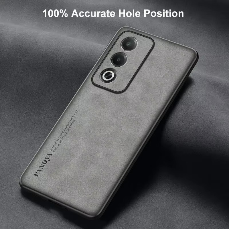 Luxus Handyhülle aus PU und TPU für OPPO A40 A60 A80 A3 Pro A3x A79 A59 A98 A78 A58 A38 A18 A96 A76 A36 in Grau - Bild 3