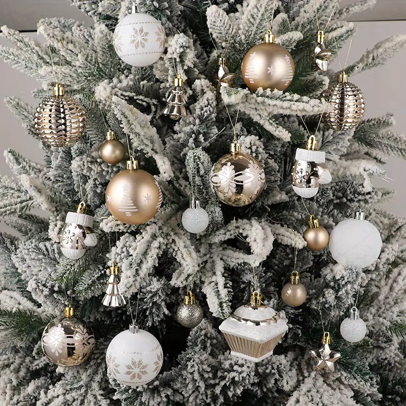 CYZIWEIN Weihnachtskugeln Gold, 42 Stück Christbaumschmuck Anhänger aus Kunststoff für Weihnachten und Silvester - Bild 5