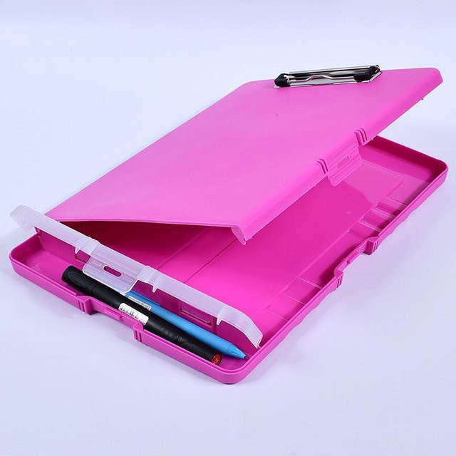 Klemmbrett mit Aufbewahrungsbox von chenxiaogang aus Kunststoff im A4-Format in Rose und Rot - Bild 1