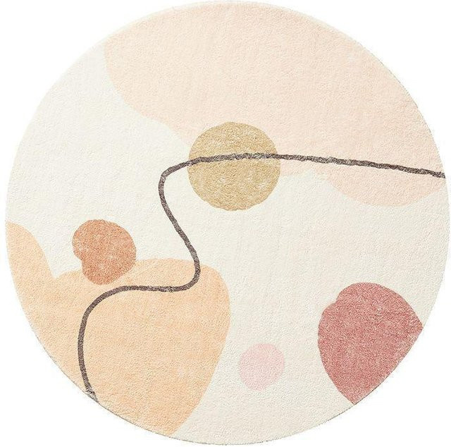 Wabi-silent Unregelmäßiger Kaschmirteppich in Multicolour, runder Teppich mit Anti-Rutsch-Unterseite für Wohnzimmer und Schlafzimmer, Durchmesser: 80 cm - Bild 1