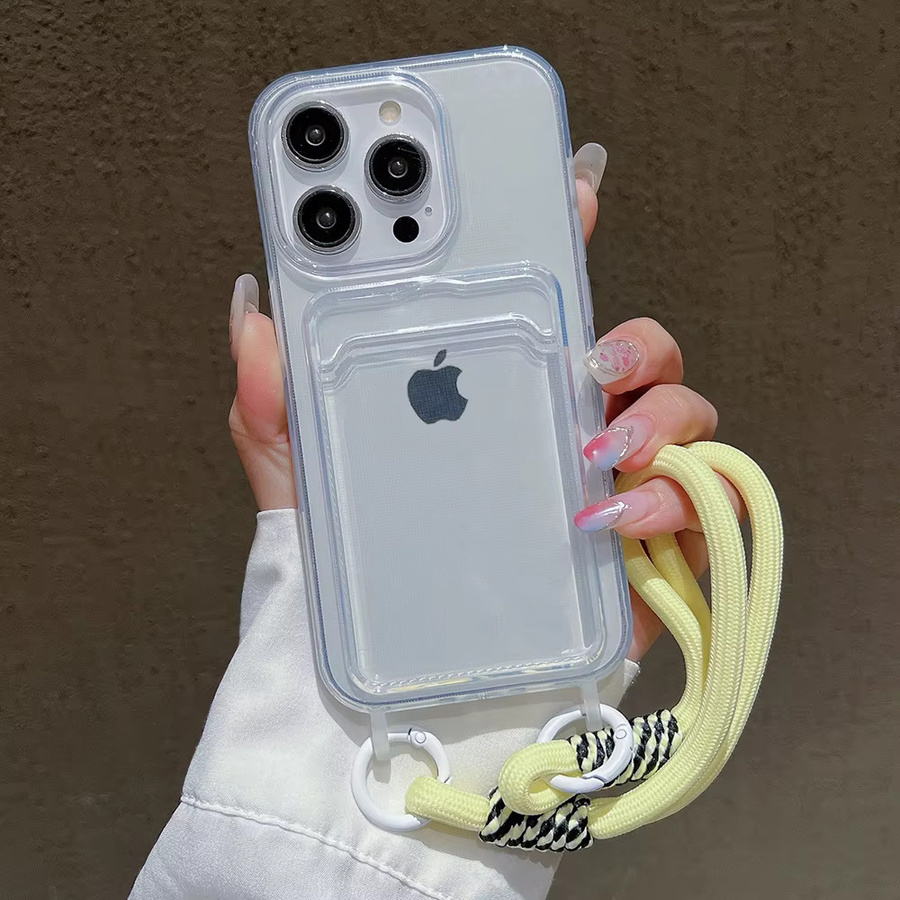 Transparente Stoßstange-Schutzhülle für iPhone 16 Pro Max 14 12 11 Plus XS XR 7 8 mit bunter Lanyard-Seilabdeckung in Multicolour - Bild 2