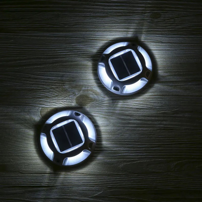 TOMTOP JMS 4er Set Solar Bodenleuchten mit 8 LEDs, IP68 Wasserdicht, Silber, Aluminiumlegierung für Außenbereich und Auffahrt - Bild 9