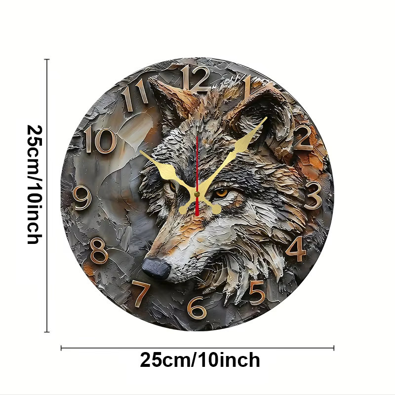 Geräuschlose runde Wanduhr aus Holz von Fox mit geometrischem Tierdesign in Multicolour, Durchmesser: 25 cm - Bild 2