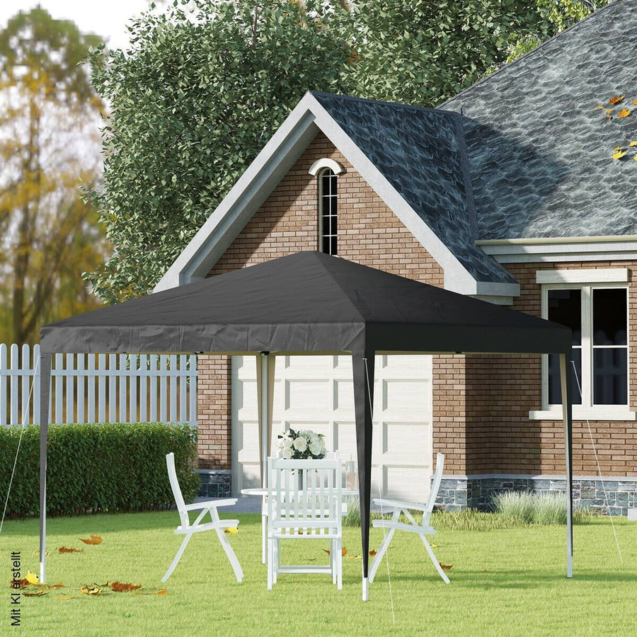 Outsunny Pavillon modern schwarz aus Stahl und Polyester, B/H/L: 295 x 255 x 295 cm - Bild 3