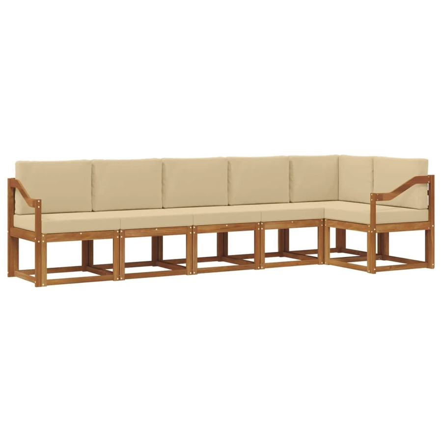 vidaXL Outdoor-Sofagarnitur L-Form aus Akazienholz mit Kissen, Natur und Beige - Bild 2