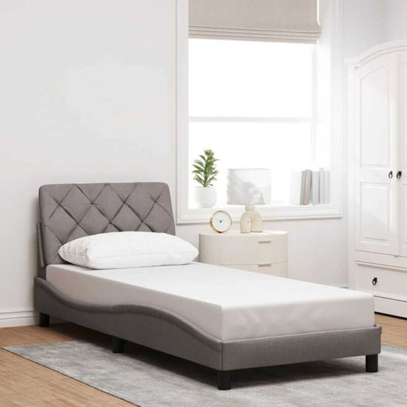 Modernes Polsterbett vidaxl aus Stoff in Taupe meliert mit Metallgestell, B/T: 90 x 200 cm - Bild 1