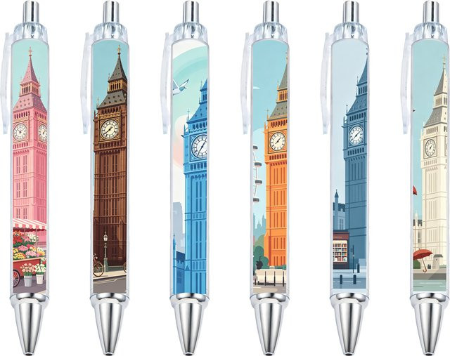 Set aus kreativen Big-Ben-Kugelschreibern im Londoner Wahrzeichen-Stil, mehrfarbig - Bild 1