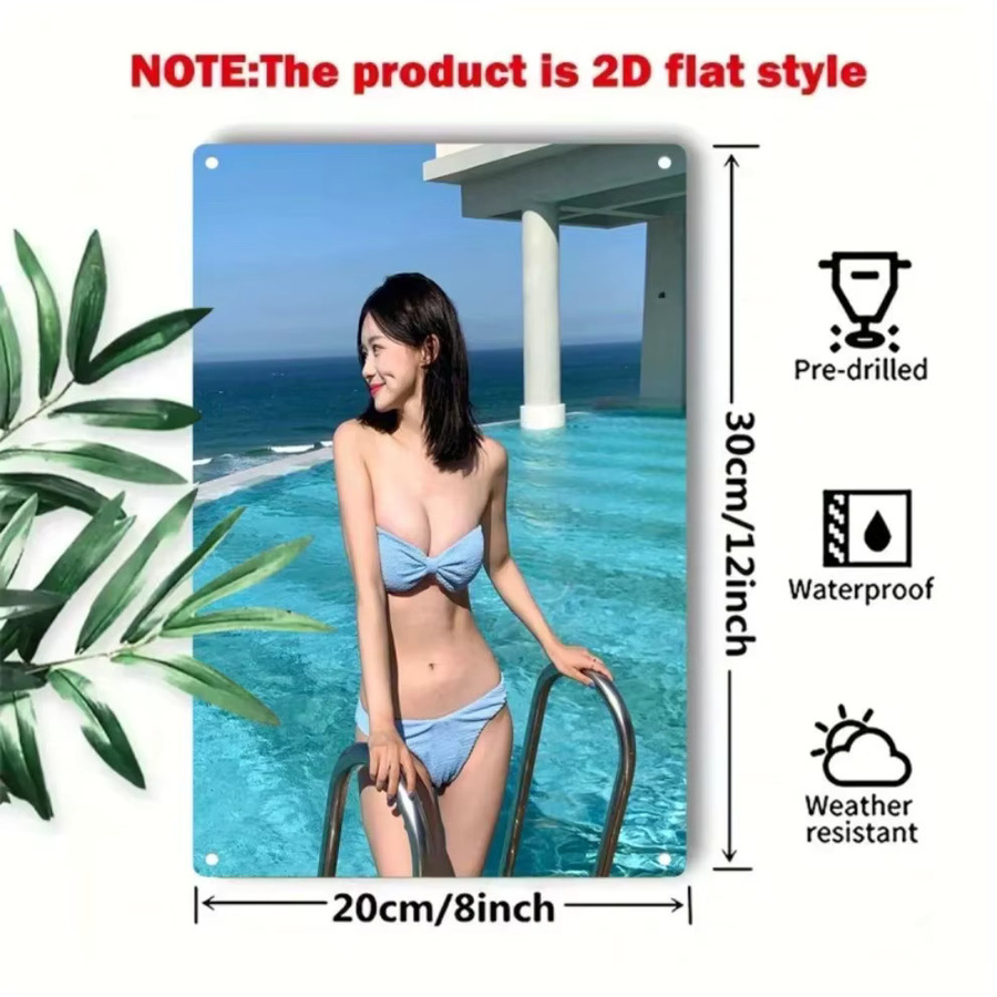 CIFBUY Wanddekoration aus Metall K-Drama Bikini Poolside Schild in Mehrfarbig - Bild 2