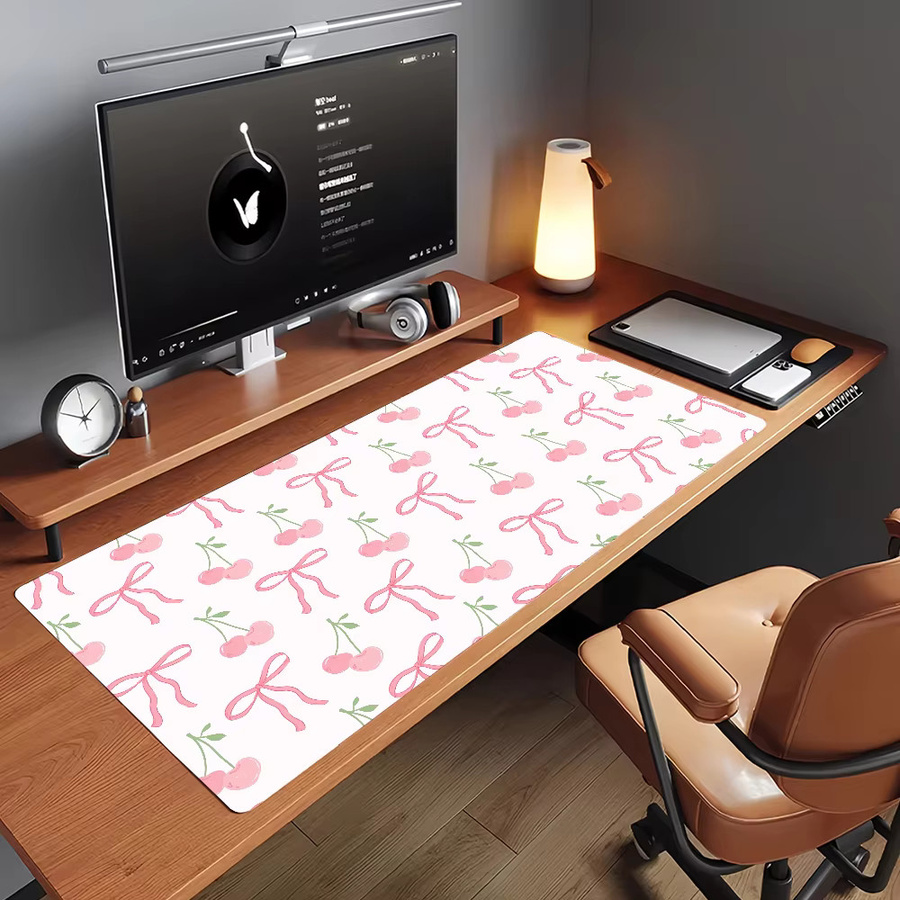 XXL Blumenmuster-Mauspad mit Schleife in Multicolour, rutschfeste Schreibtischunterlage für PC und Laptop - Bild 5