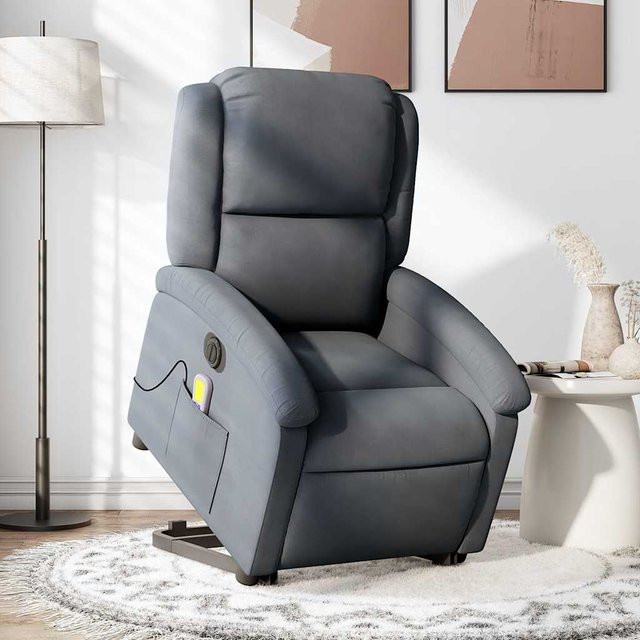 vidaXL Elektrischer Massagesessel mit Aufstehhilfe in Dunkelgrau aus Samt - Bild 2