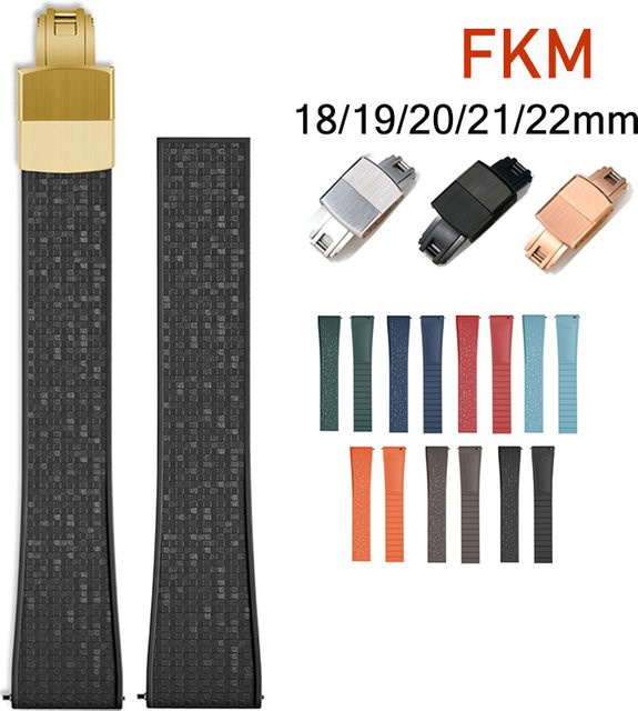 strapfreak Uhrenarmband Fluorkautschuk, Schwarz, Unisex - Bild 1