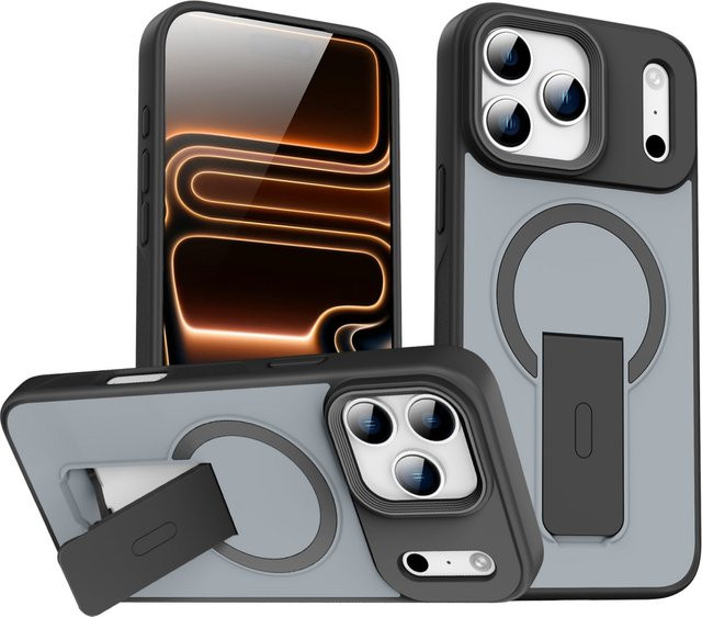 SUNWARD Magnetische faltbare Handyhülle mit Ständer für iPhone, kompatibel mit MagSafe und kabellosem Laden, Farbe: Schwarz - Bild 1