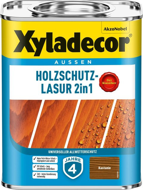 Xyladecor Holzschutz-Lasur 2in1 Kastanie matt 750 ml - Bild 1