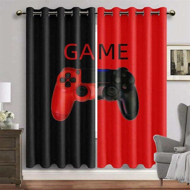 Yiran Furniture Gamer Gamepad Controller Vorhänge im 2er-Set, Mehrfarbig, Polyester, B: 50 cm, H: 60 cm - Bild 1