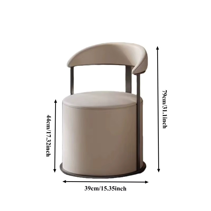 LIUSHADUOLA Nordischer Schminkhocker in Grau mit Rückenlehne im minimalistischen modernen Design - Bild 4