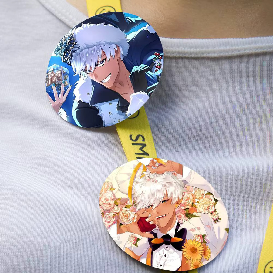 Obey Me Mammon Snap-in-Pins, Cartoon-Figur, rund, bunt - Bild 3