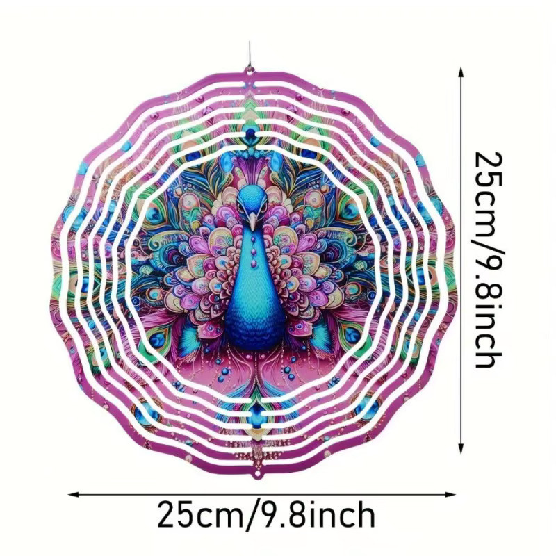 CIFBUY Pfauen-Mandala-Windspiel aus Metall in Multicolour als Boho-Gartendekoration für den Außenbereich - Bild 2