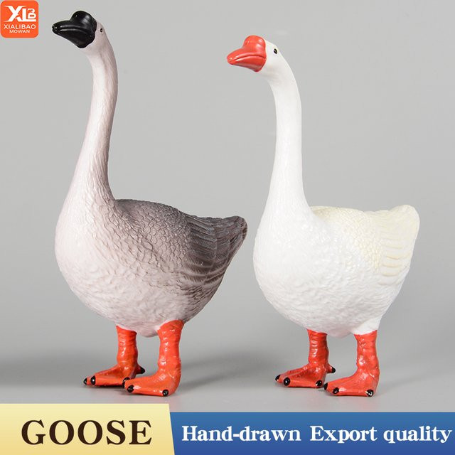 XIALIBAOMOWAN Gans-Actionfiguren, weißes und graues PVC-Miniatur-Bauernhoftier-Modell, Lernspielzeug - Bild 1
