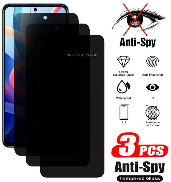 3er-Pack Privatsphäre Displayschutzfolie aus Glas für Xiaomi Mi 10T 9T 11 12 Lite 12T 13 und Poco X3 Pro NFC X5 F3 X4 GT F4 C40 M3 M4 M5 - Bild 1