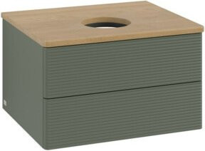 V&B Waschtischunterschrank Antao mit Frontstruktur in Eiche Honig und Grün lackiert, B/T/H: 60 x 36 x 50 cm - Bild 1
