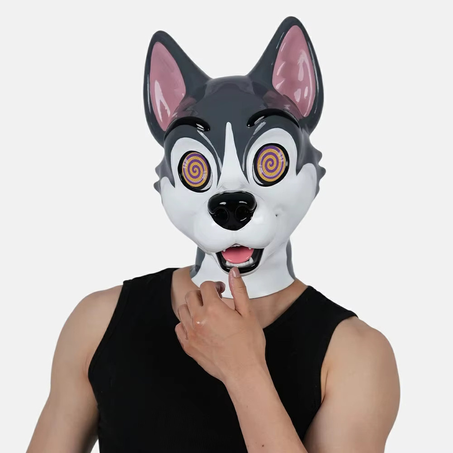 Furrjoi Husky Silikon-Fursuit-Stil Kopfteil, Grau, Hundekopf für Cosplay-Kostüme - Bild 2