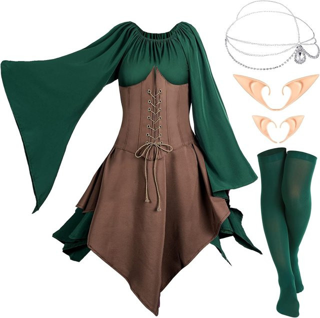 Eurzom Feenkostüm-Set, 5-teiliges Set, Fantasy, Grün, Textil - Bild 1